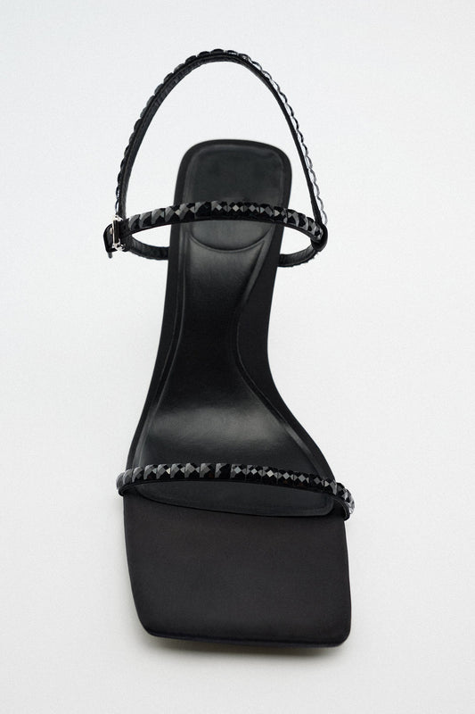 Black Rhinestone Heels