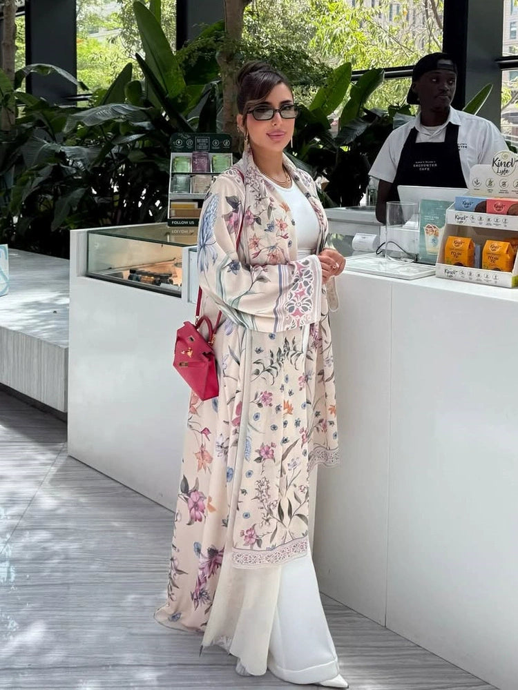 Floral print abaya