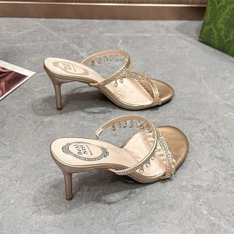 Rene Caovilla Champagne Crystal Rhinestone Heels