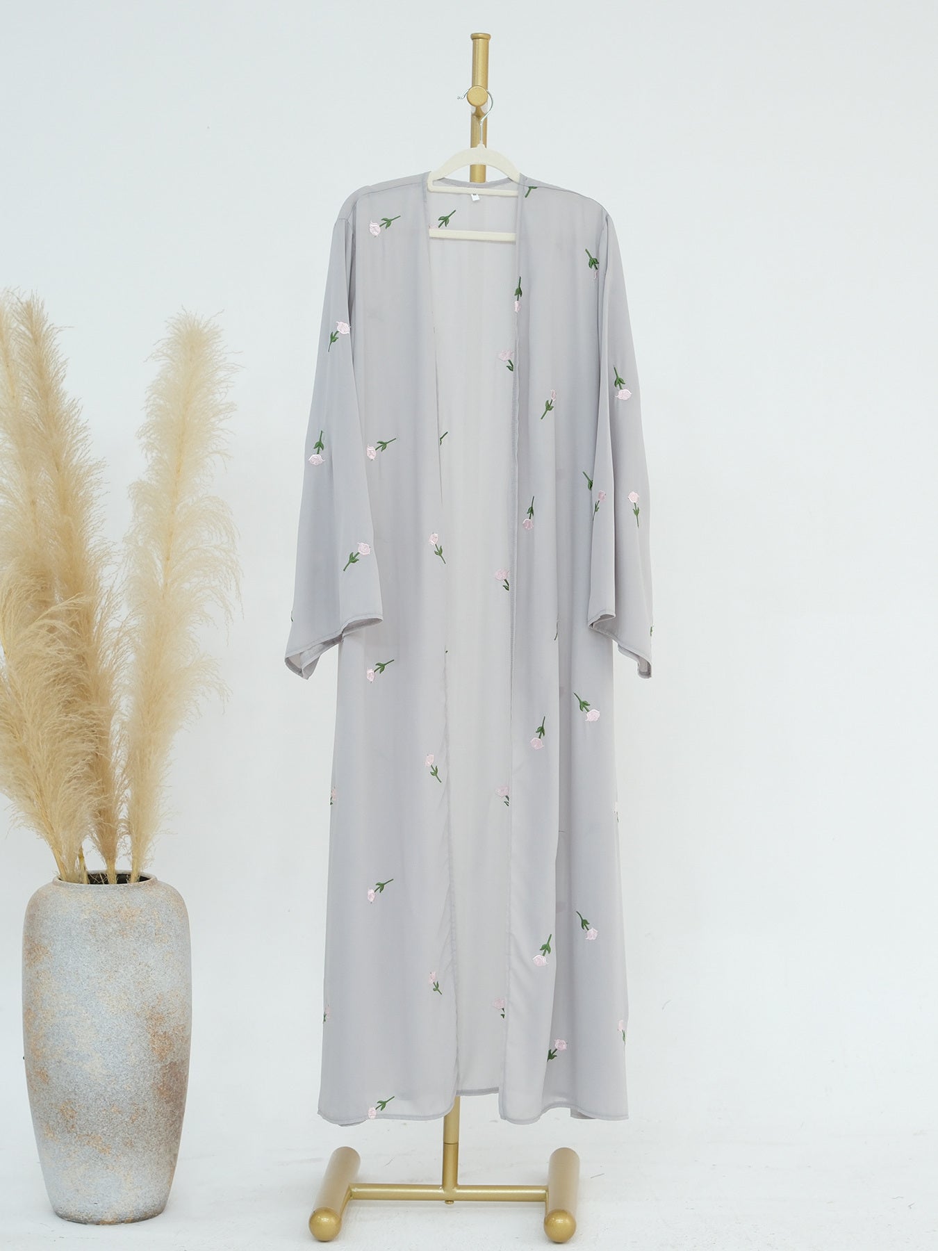 Floral Embroidery Open Abaya