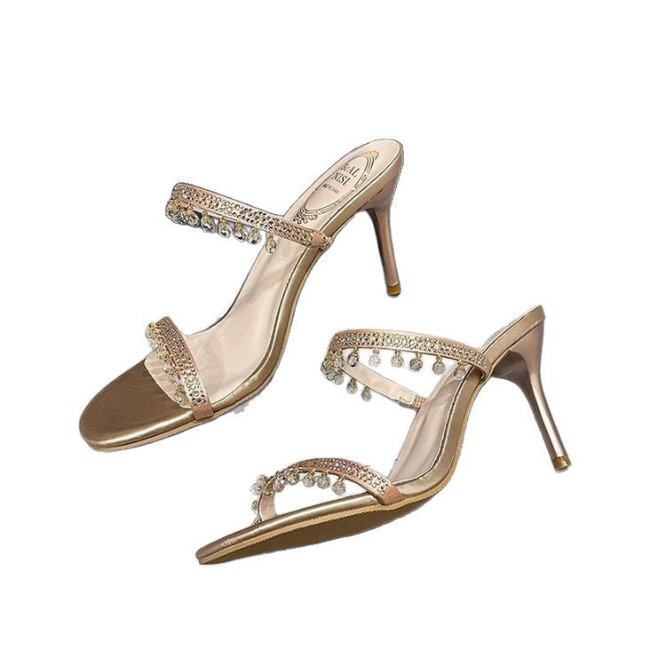 Rene Caovilla Champagne Crystal Rhinestone Heels