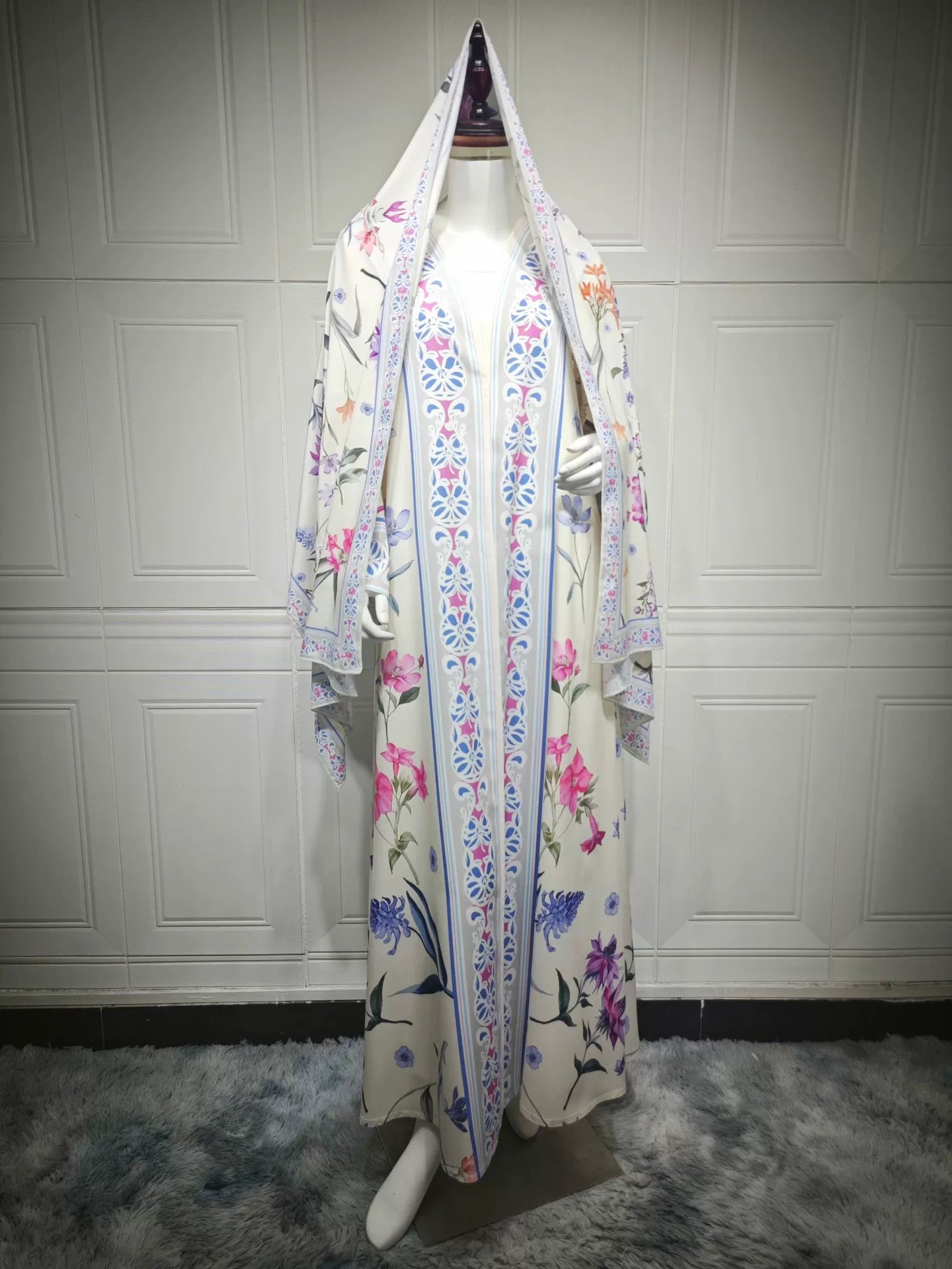 Floral print abaya
