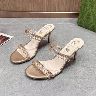 Rene Caovilla Champagne Crystal Rhinestone Heels