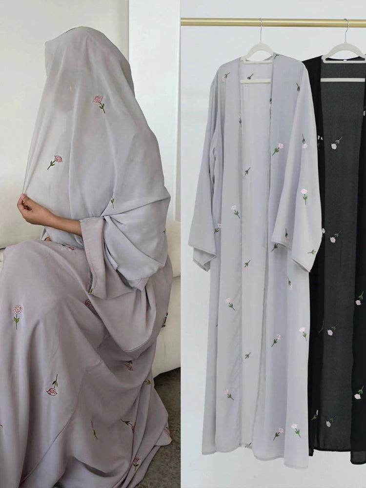 Floral Embroidery Open Abaya