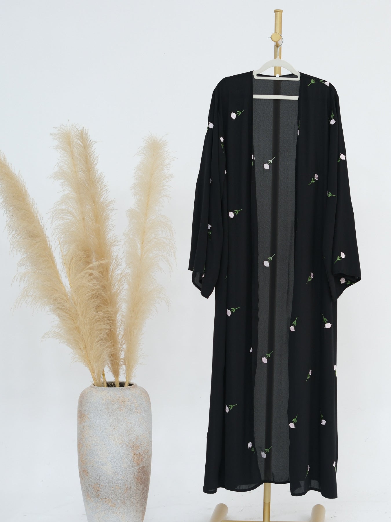 Floral Embroidery Open Abaya