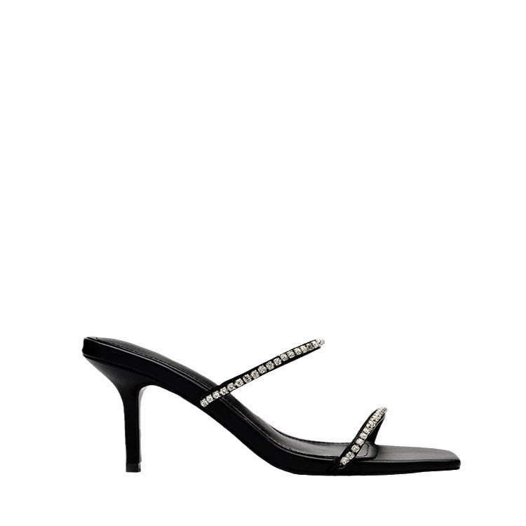 Viral Zara Rhinestone Chain with Square Toe Heels