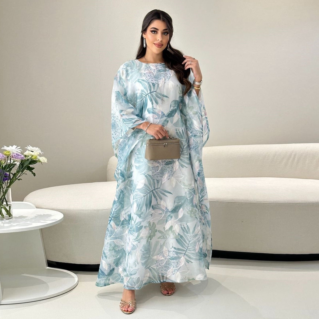 Floral Print Butterfly Abaya