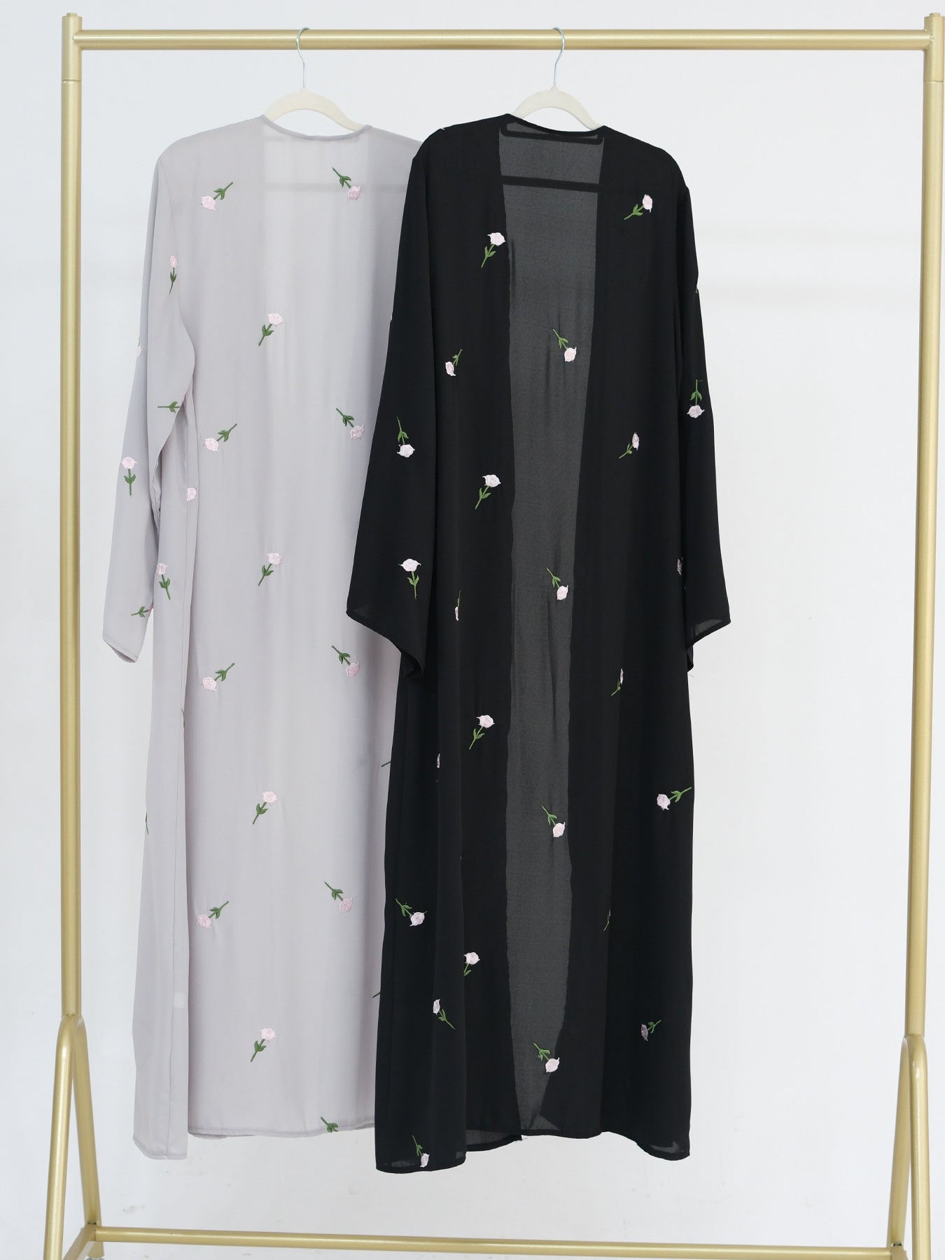 Floral Embroidery Open Abaya