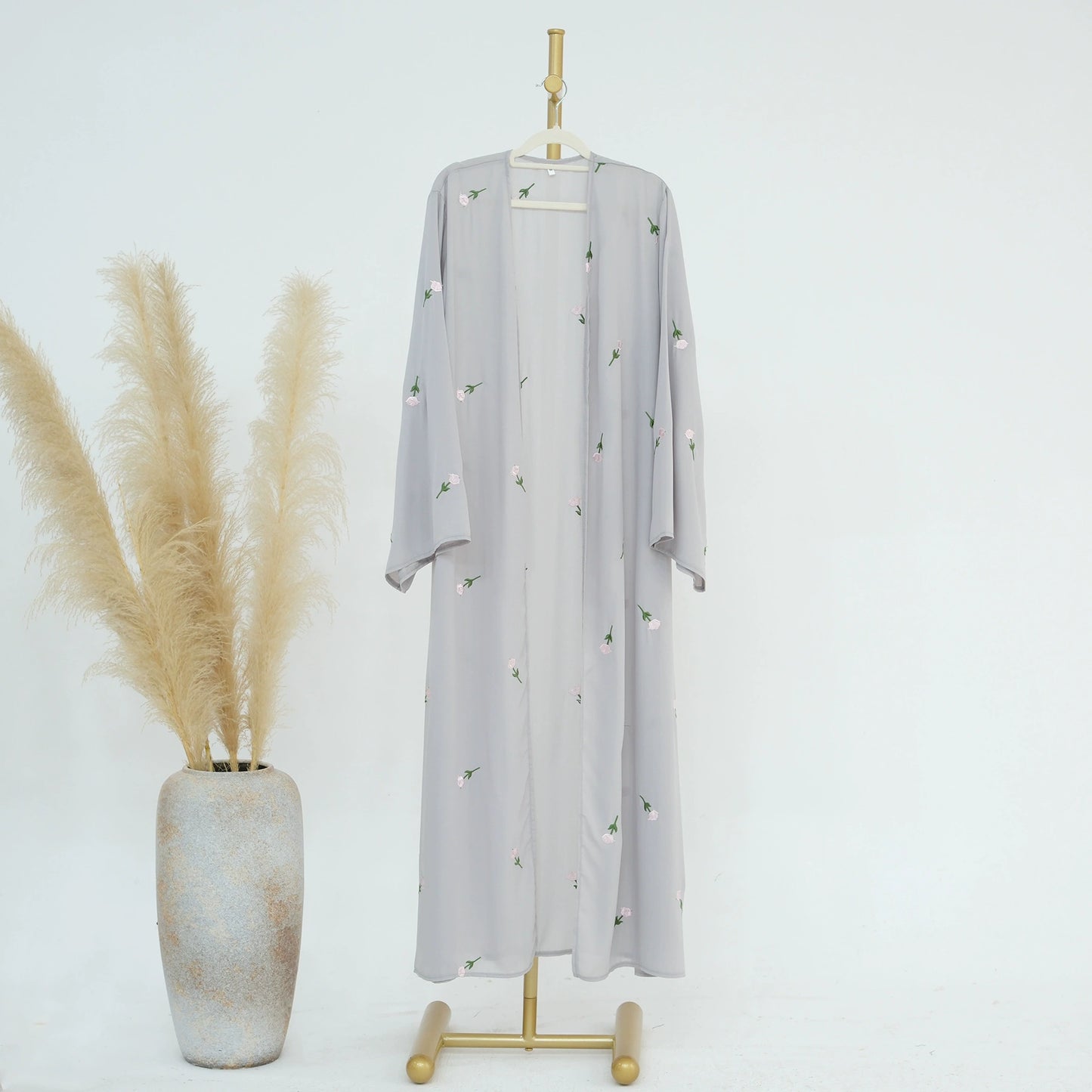 Floral Embroidery Open Abaya