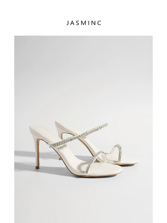 White Rhinestone Heels