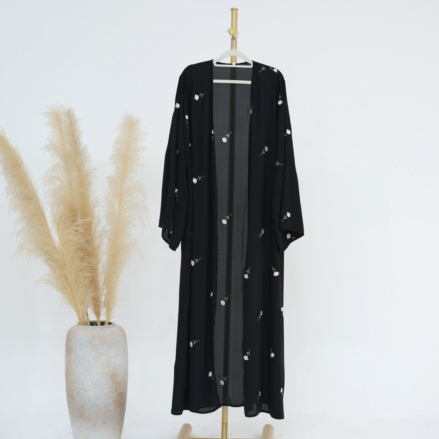 Floral Embroidery Open Abaya