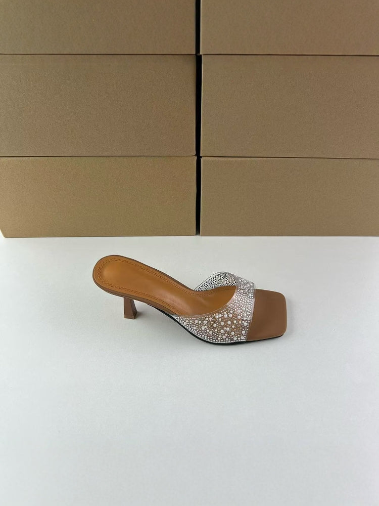 Rhinestone Transparent PVC Kitten Heels