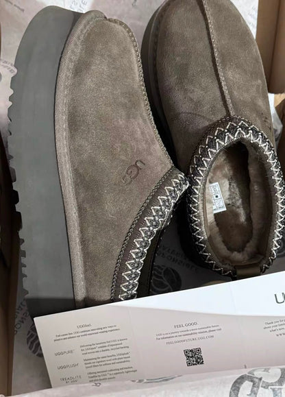 Ugg Tazz style men's women's thick-soled snow boots shoes, wool slippers, shearling leather integrated toe slippers