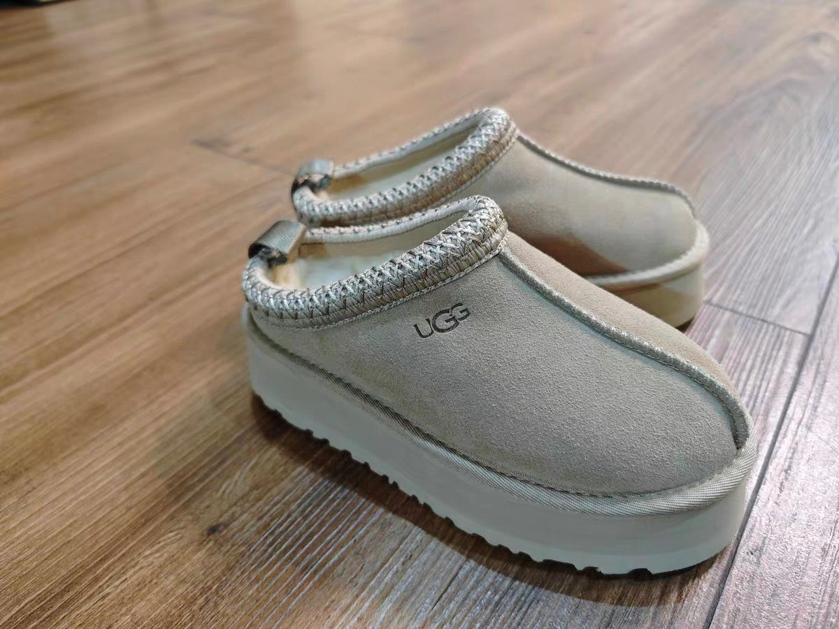 Ugg Tazz style men's women's thick-soled snow boots shoes, wool slippers, shearling leather integrated toe slippers