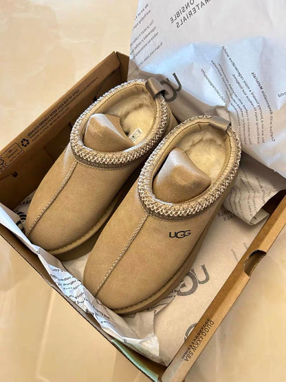 Ugg Tazz style men's women's thick-soled snow boots shoes, wool slippers, shearling leather integrated toe slippers
