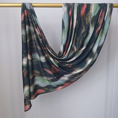 [High Quality Mercerized Cotton Print] Jersey Print Bohemian Watercolor Jersey Print Scarf