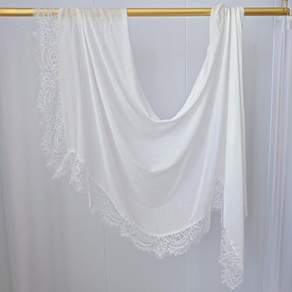 [Lace L side] lace patchwork monochrome cotton scarf breathable shawl lace modal scarf for women