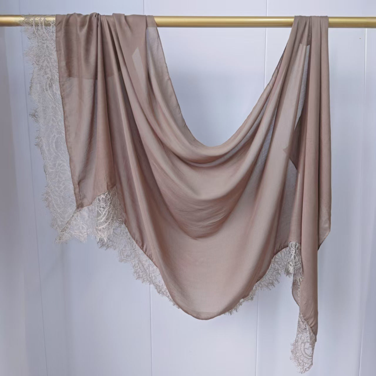 [Lace L side] lace patchwork monochrome cotton scarf breathable shawl lace modal scarf for women