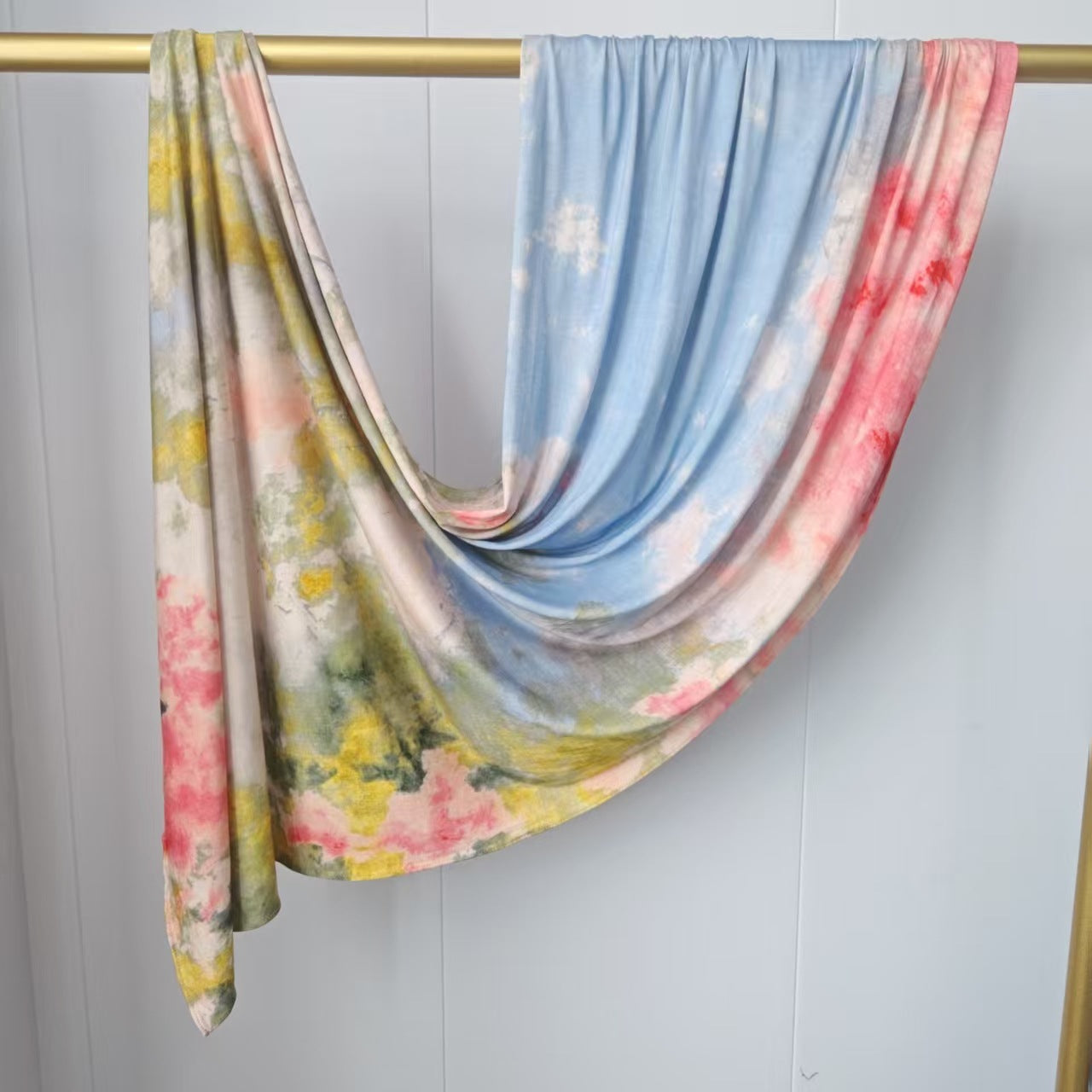 [High Quality Mercerized Cotton Print] Jersey Print Bohemian Watercolor Jersey Print Scarf