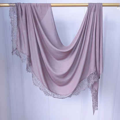 [Lace L side] lace patchwork monochrome cotton scarf breathable shawl lace modal scarf for women