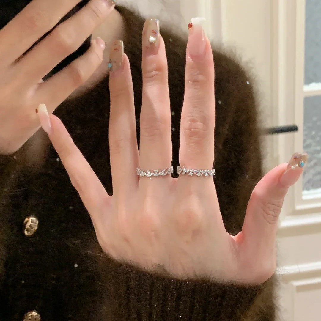 Starry light lace rings, women's niche, light luxury, high-end sense of living mouth rings, simple and versatile, hand ornaments