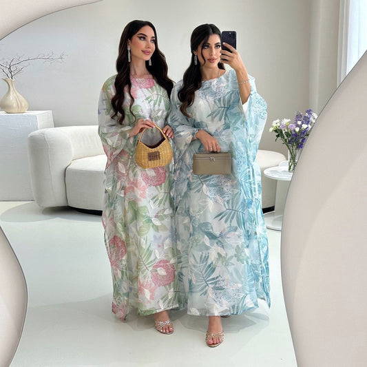 Floral Print Butterfly Abaya