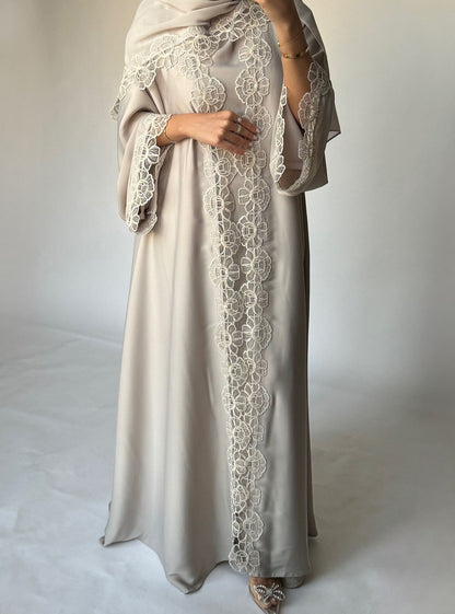 MQ427modest Middle East Fashion Foreign Trade Muslim Women's Turkish Lace Stitched Lace Robes Abaya