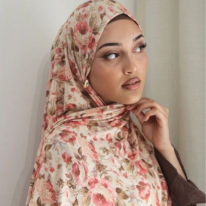 [High Quality Mercerized Cotton Print] Jersey Print Bohemian Watercolor Jersey Print Scarf
