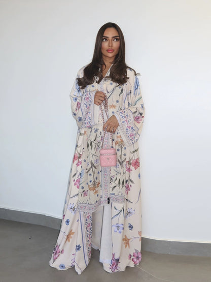 Floral print abaya