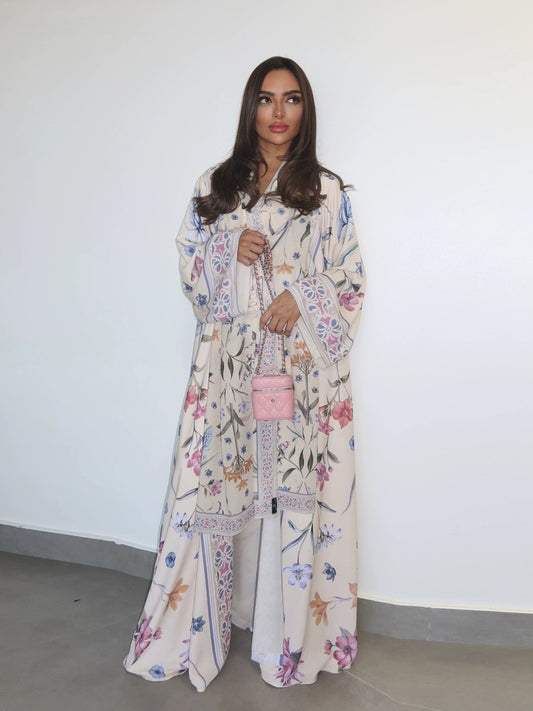 Floral print abaya