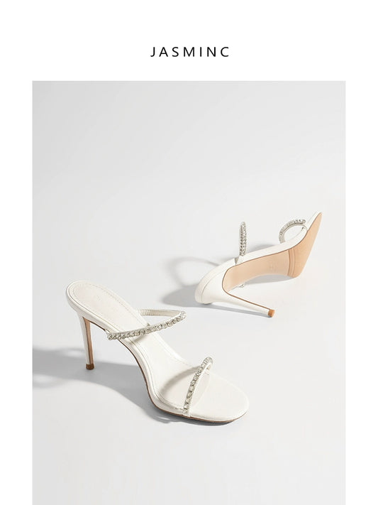 White Rhinestone Heels