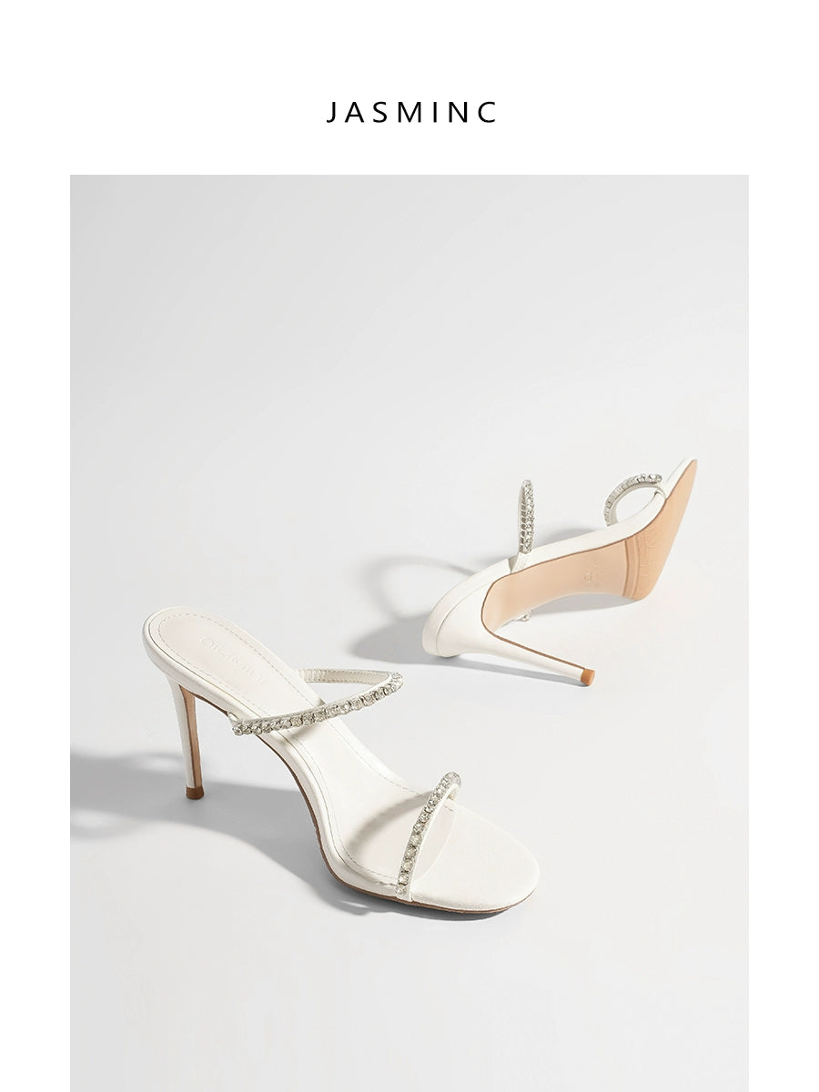 White Rhinestone Heels