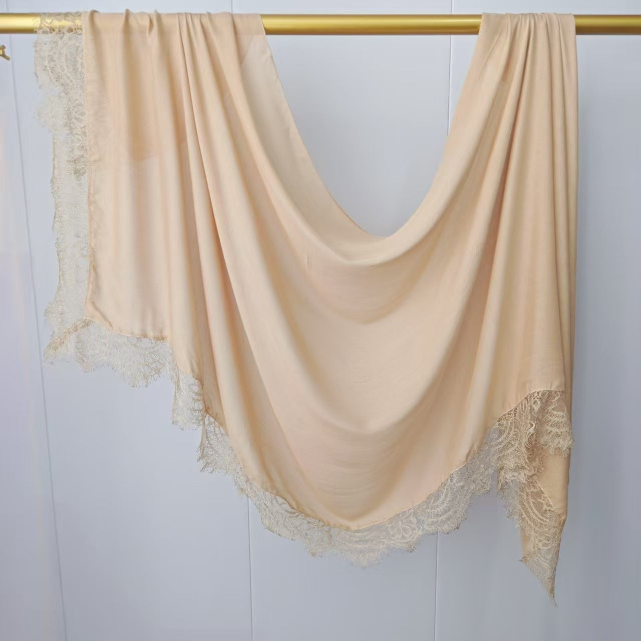 [Lace L side] lace patchwork monochrome cotton scarf breathable shawl lace modal scarf for women