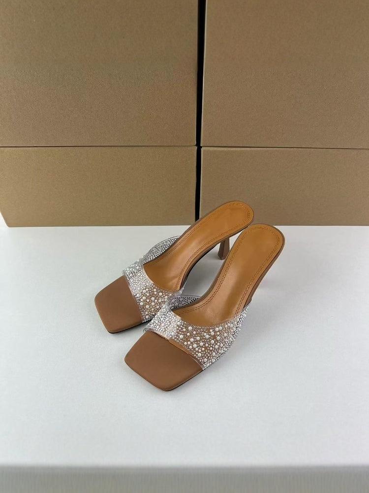 Rhinestone Transparent PVC Kitten Heels