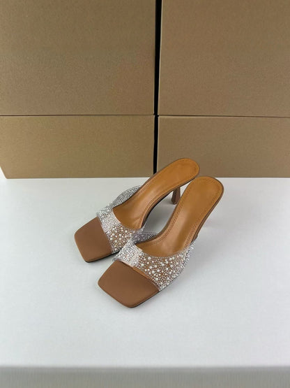 Rhinestone Transparent PVC Kitten Heels
