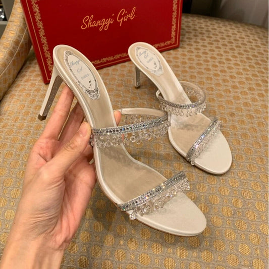 Rene Caovilla Stiletto Crystal Strap Heels