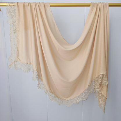 [Lace L side] lace patchwork monochrome cotton scarf breathable shawl lace modal scarf for women
