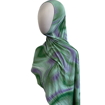 [Double-sided Printed 145g High Quality Mercerized Cotton] Bohemian Fashion Watercolor Marble Printed Scarf