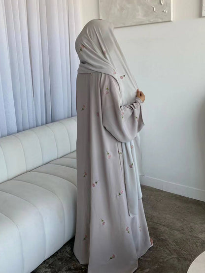 Floral Embroidery Open Abaya