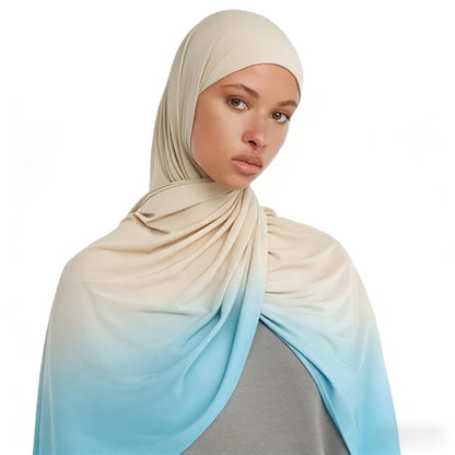 [Liquid jersey gradient] gradient liquid jersey premium Liquid Jersey hand-painted scarf for women