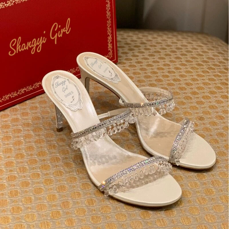 Rene Caovilla Stiletto Crystal Strap Heels