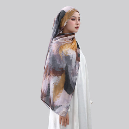 Southeast Asia's best-selling Bali yarn digital print versatile long scarf, fashionable trendy, soft, breathable, shawl headscarf