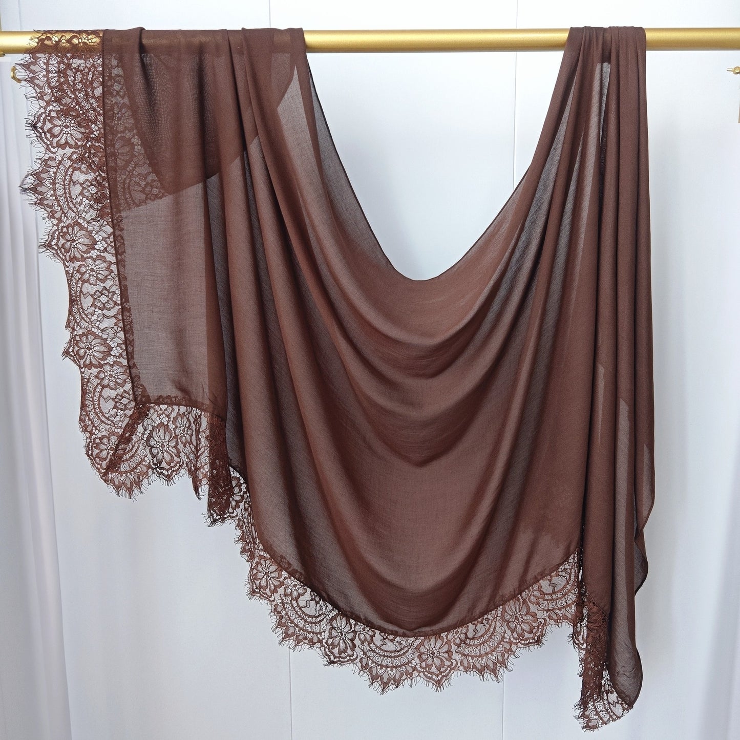 [Lace L side] lace patchwork monochrome cotton scarf breathable shawl lace modal scarf for women