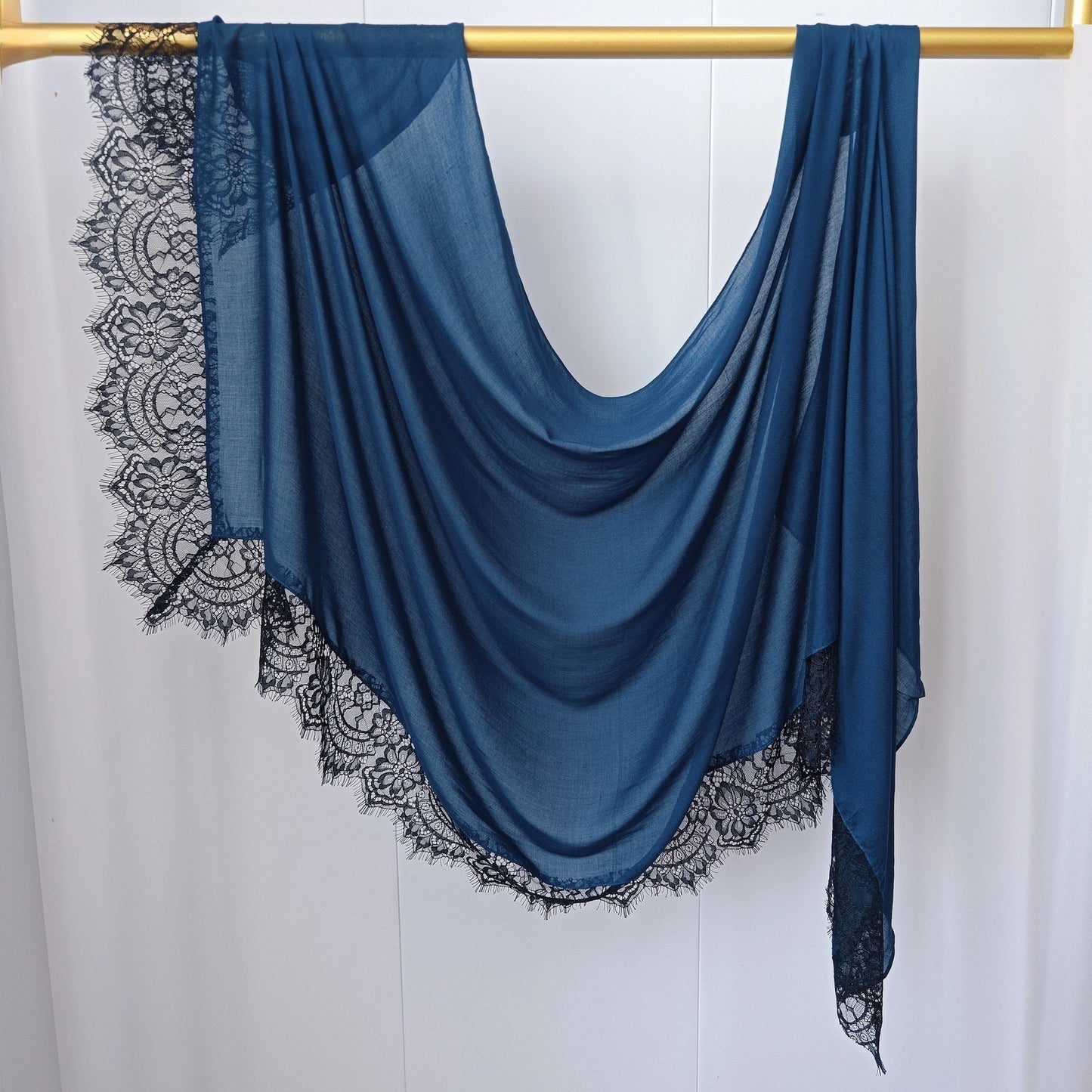 [Lace L side] lace patchwork monochrome cotton scarf breathable shawl lace modal scarf for women
