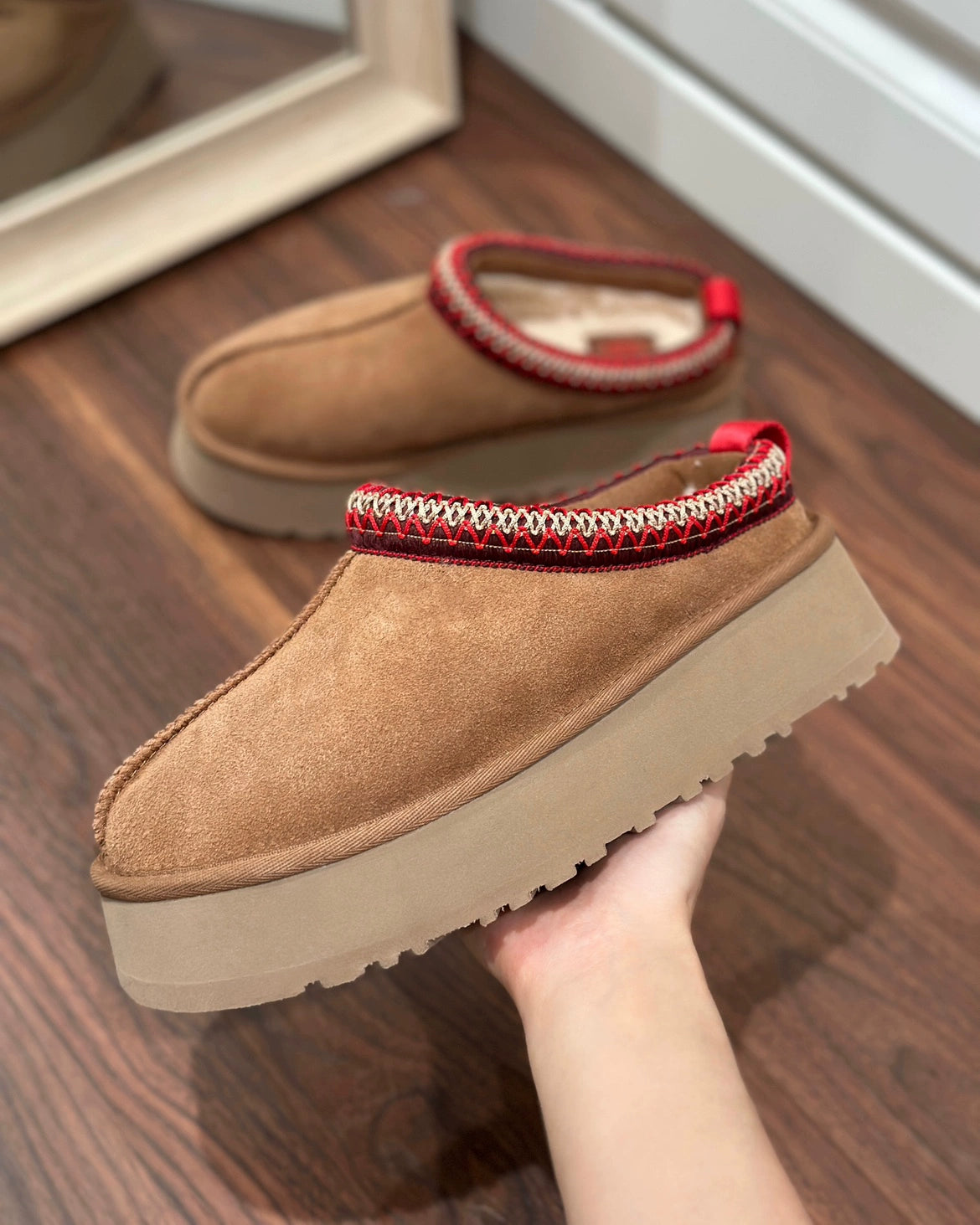 Ugg Tazz style men's women's thick-soled snow boots shoes, wool slippers, shearling leather integrated toe slippers