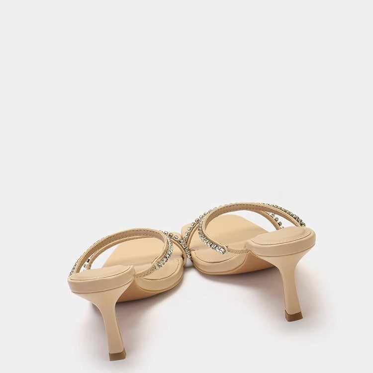 Viral Zara Rhinestone Chain with Square Toe Heels