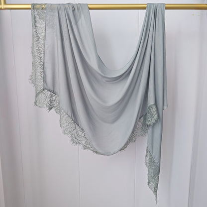 [Lace L side] lace patchwork monochrome cotton scarf breathable shawl lace modal scarf for women