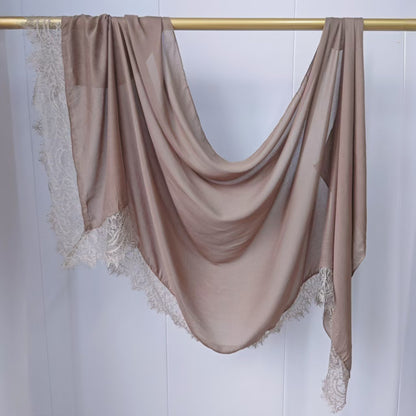 [Lace L side] lace patchwork monochrome cotton scarf breathable shawl lace modal scarf for women