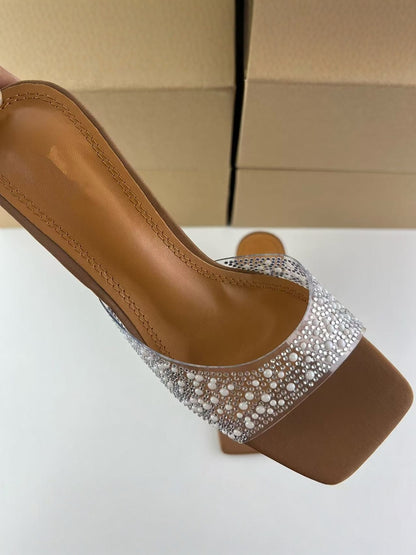 Rhinestone Transparent PVC Kitten Heels