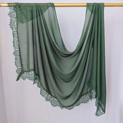 [Lace L side] lace patchwork monochrome cotton scarf breathable shawl lace modal scarf for women
